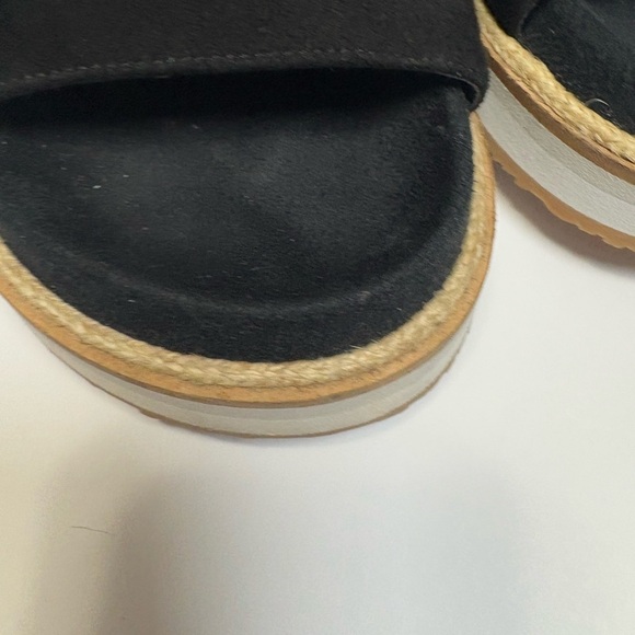 Cole Haan Black Suede Double-Strap Platform Sandals. Velcro Straps for Comfort. - Picture 12 of 13